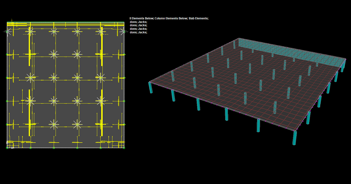 Tendon layout plan and 3D finite element model of a bonded post tension slab for a multi-level parking structure